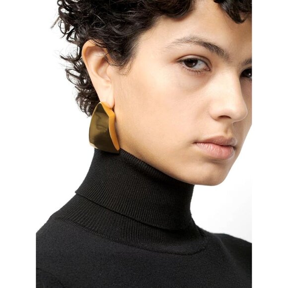 SAINT LAURENT Triangle Moderniste Earrings Vieil Or Laiton Brass Gold - Picture 2 of 6